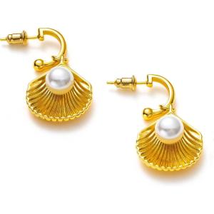 C.Paravano Gold Earrings Dangle Dangle Earrings Pearl Gold Wedding Earrings Gold 18K Gold Plated Earrings for Women 925 Sterling Silver Earrings for Women(EARRING_47)