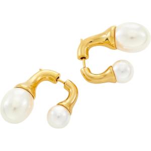 C.Paravano Gold Earrings Dangle Dangle Earrings Pearl Gold Wedding Earrings Gold 18K Gold Plated Earrings for Women 925 Sterling Silver Earrings for Women(EARRING_11)