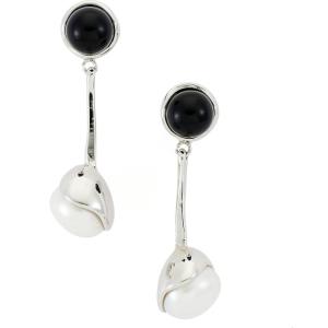 C.Paravano Gold Earrings Dangle Dangle Earrings Pearl Gold Wedding Earrings Gold 18K Gold Plated Earrings for Women 925 Sterling Silver Earrings for Women(F9-Silver)