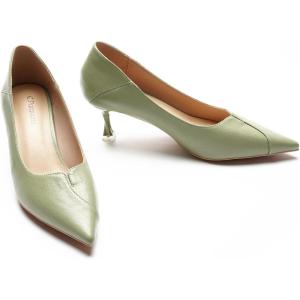 C.Paravano Pumps Women Pointed Toe Kitten Heel Pump Wedding Shoes Dressy Work Casual Low Heel Work Shoes for Office Wear(Light Green)