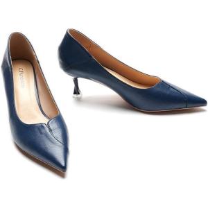 C.Paravano Womens Designer Pumps | Kitten Heels | Low Heels | Pumps Shoes Women | Pointed Toe(Size 8,Navy)