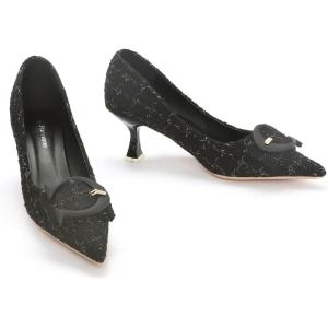 C.Paravano Womens Designer Pumps | Kitten Heels for Women | Low Heels | Heels for Women | Women Shoes Dressy(Black Multi)