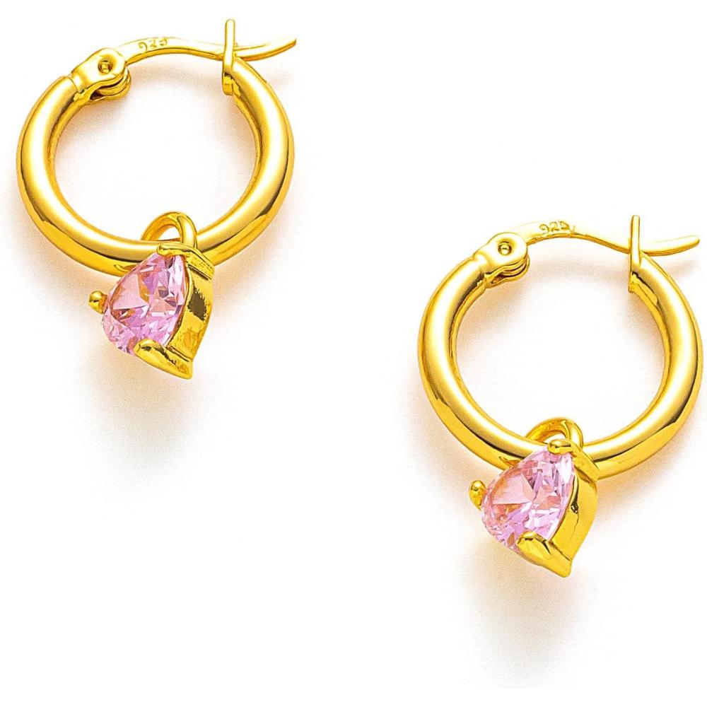 imageCParavano 18K Gold ampamp Sterling Silver Hoop Earrings for WomenEARRING39PINK