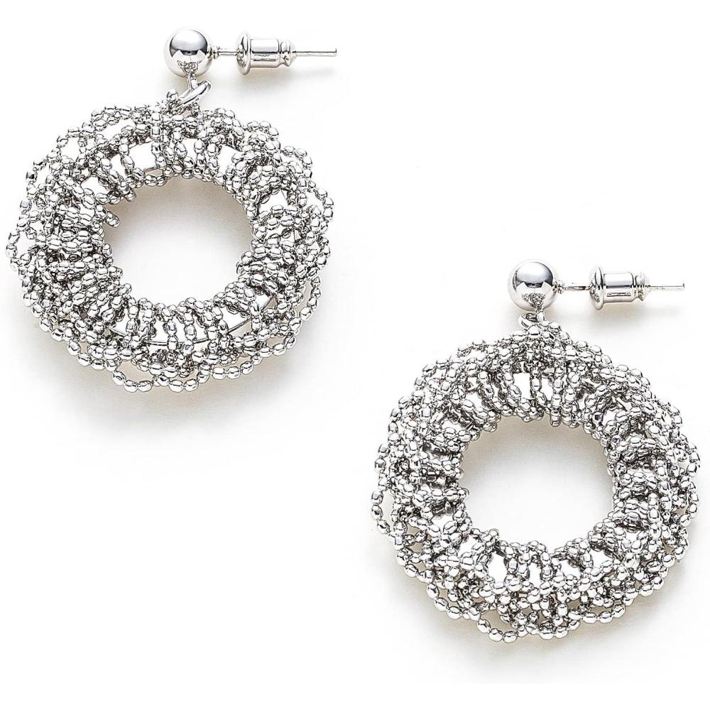 imageCParavano 18K Gold ampamp Sterling Silver Hoop Earrings for WomenEARRING43