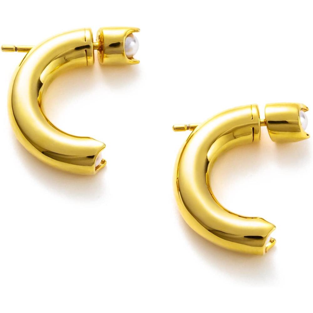 imageCParavano 18K Gold ampamp Sterling Silver Hoop Earrings for WomenEARRING44GOLD