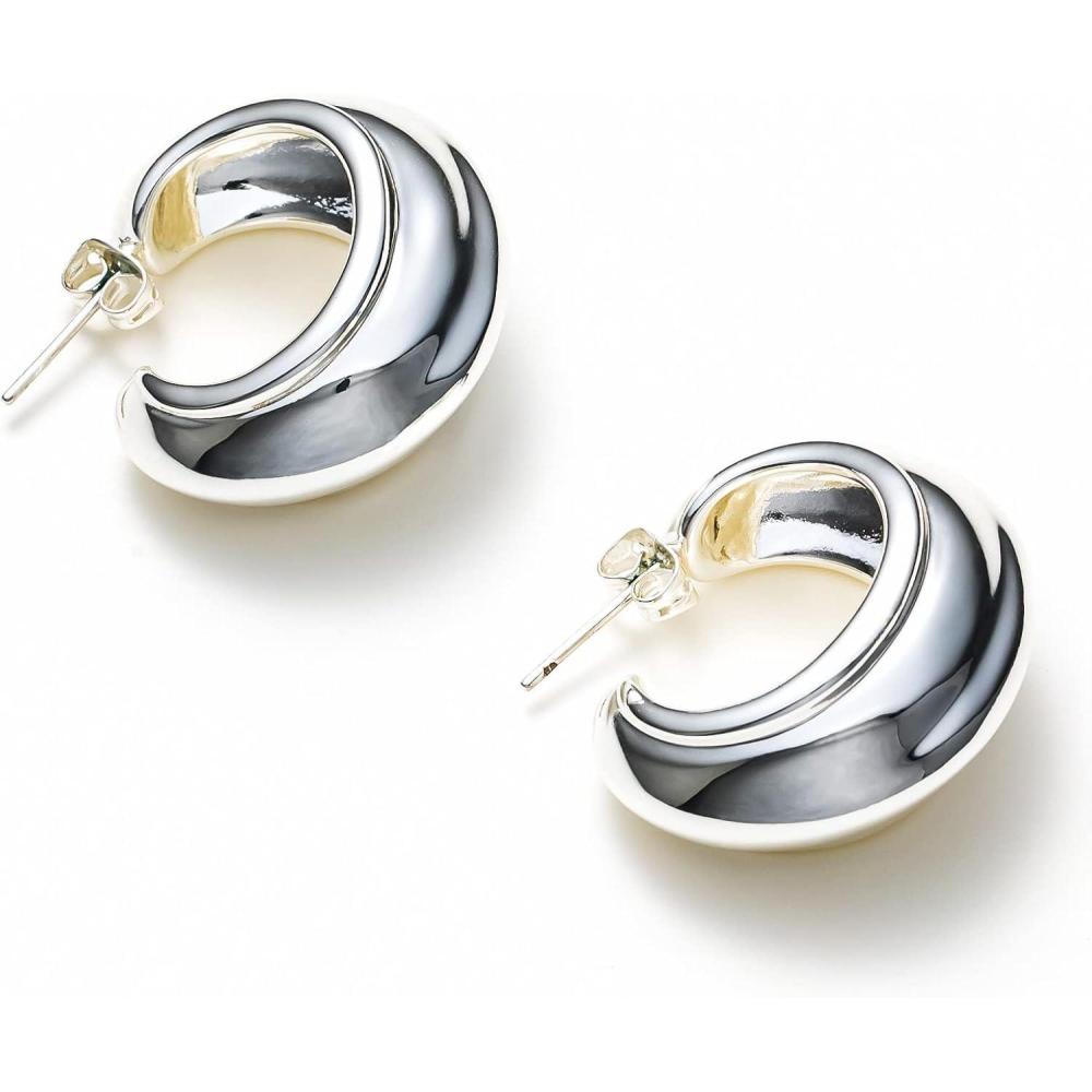imageCParavano 18K Gold ampamp Sterling Silver Hoop Earrings for WomenEARRING62