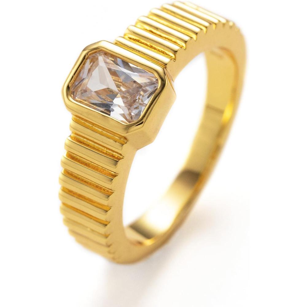 imageCParavano Rings for Women Womens Rings Size 6 7 8 Gold Plated Rings Fashion Rings for Women Statement Rings for Women Stackable Rings for WomenRING18
