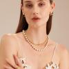 C.Paravano Pearl Necklaces for Women Pearl Choker Necklace 18K Gold Plated Chain Necklace Necklaces Pearl Real Pearl Necklace Long Pearl Necklace Pearl Necklace(F-27)