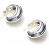 C.Paravano 18K Gold & Sterling Silver Hoop Earrings for Women(EARRING_62)