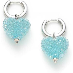 C.Paravano 18K Gold & Sterling Silver Hoop Earrings for Women(EARRING_32_BLUE)