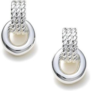 C.Paravano 18K Gold & Sterling Silver Hoop Earrings for Women(EARRING_36_SILVER)