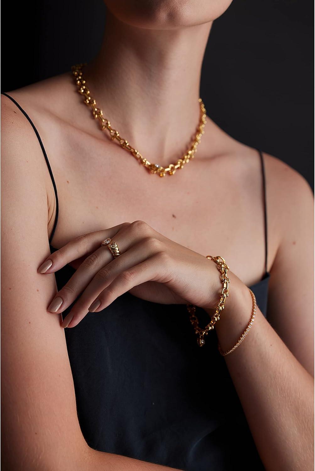 imageCParavano Bracelets Women 18K Gold Plated Bracelets Chunky Chain Bracelet Crystals Bracelet Gold Bracelets for Women Charm Bracelets Fashion Jewelry Bracelet Crystals Pendant