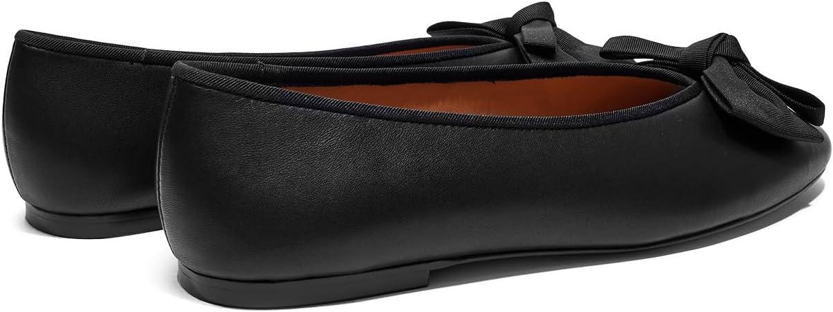 imageCParavano Genuine Leather Flats for Women Ballet Flats Round Toe Shoes Dress Shoes for WomenBlack