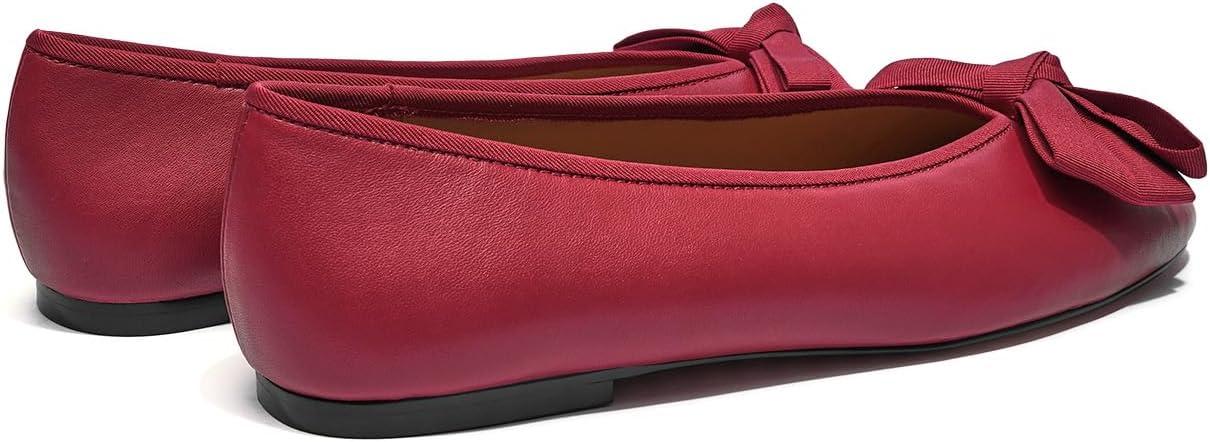 imageCParavano Genuine Leather Flats for Women Ballet Flats Round Toe Shoes Dress Shoes for WomenRed