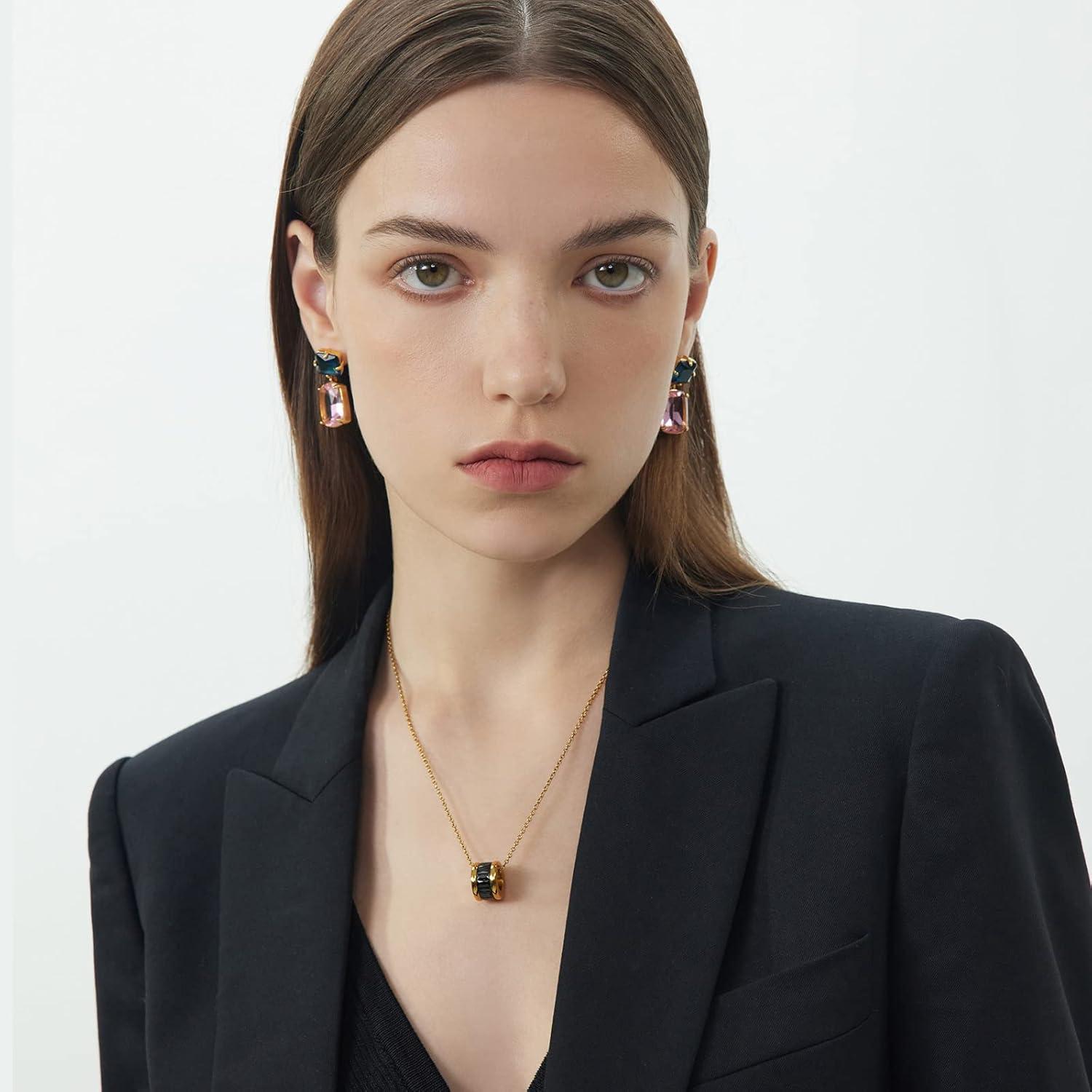 imageCParavano Mothers Day Gifts Necklaces for Women Necklaces for Women Gemstone Pendant Necklace for Women Necklaces for Women Gold 18kF47Black