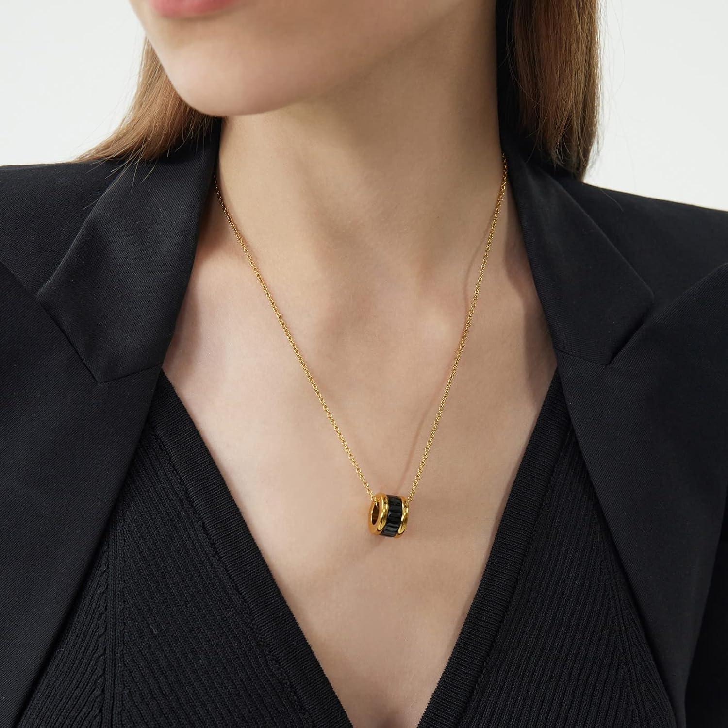 imageCParavano Mothers Day Gifts Necklaces for Women Necklaces for Women Gemstone Pendant Necklace for Women Necklaces for Women Gold 18kF47Black
