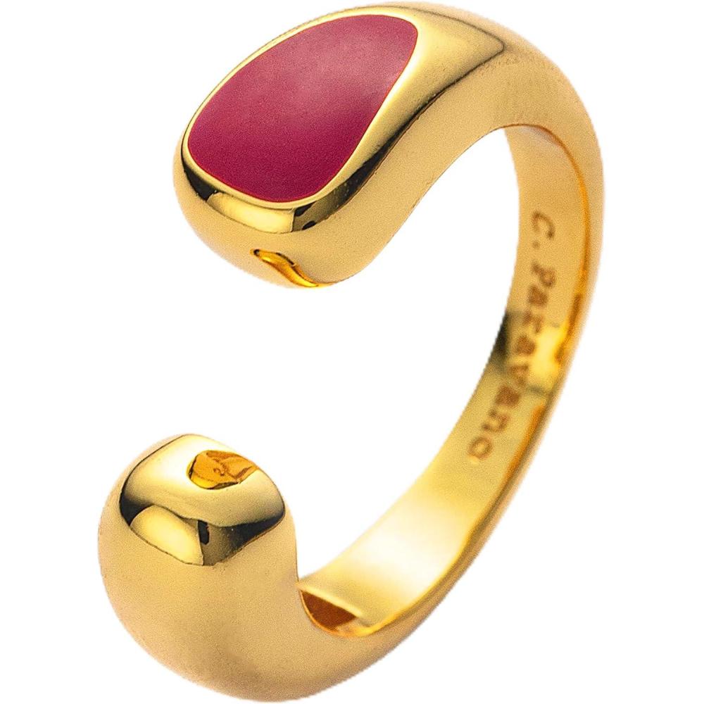 imageCParavano 18K Gold Rings for Women Adjustable Vintage Rings Real Gold Womens Rings