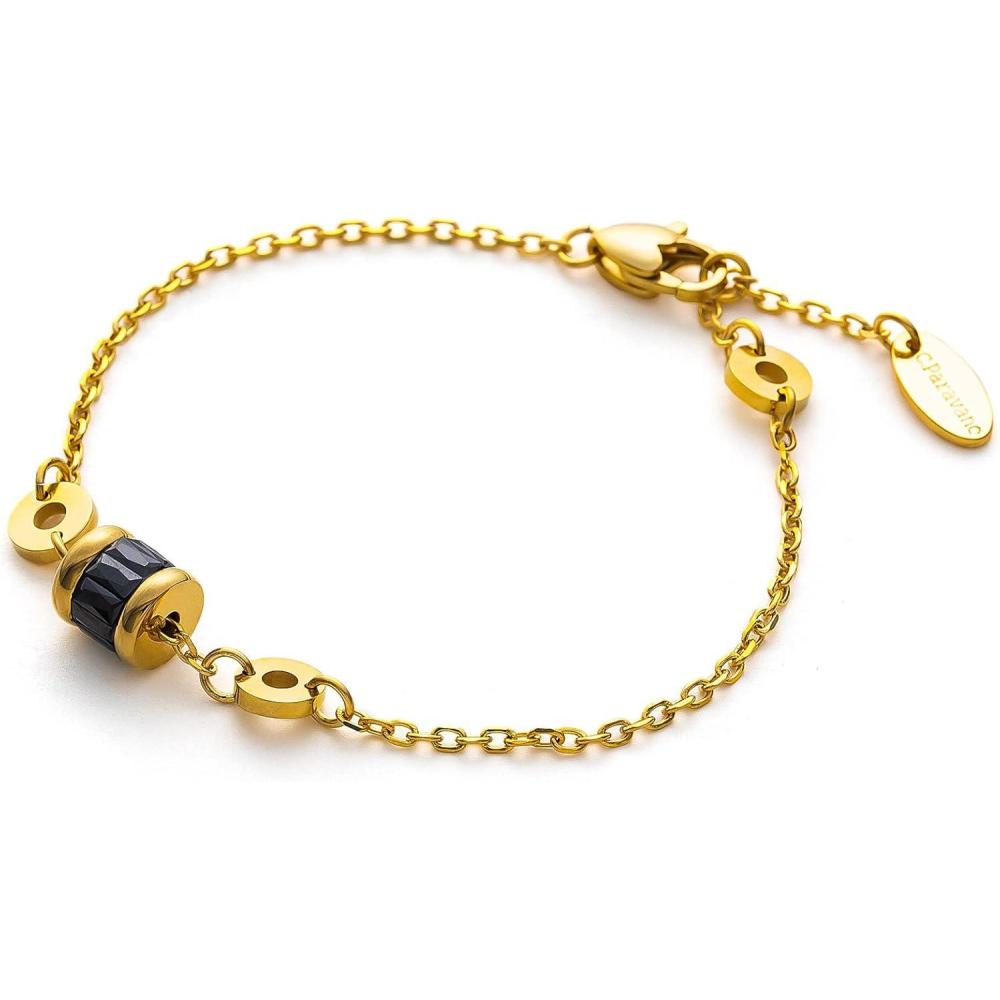 imageCParavano Bracelet for Women 18k Gold Plated Jewelry for Women Gold Plated Bracelets for Women Charm Bracelets Bracelets for Best Friends Adjustable Bracelets Boho BraceletsF17Black