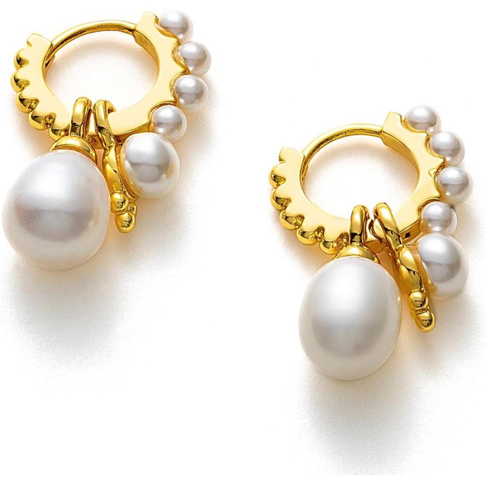 imageCParavano Pearl Earrings for Women  Hoop Earrings for Women  Drop Earrings for Women  Dangling Earrings for Women  Gold Huggies Earrings for Women