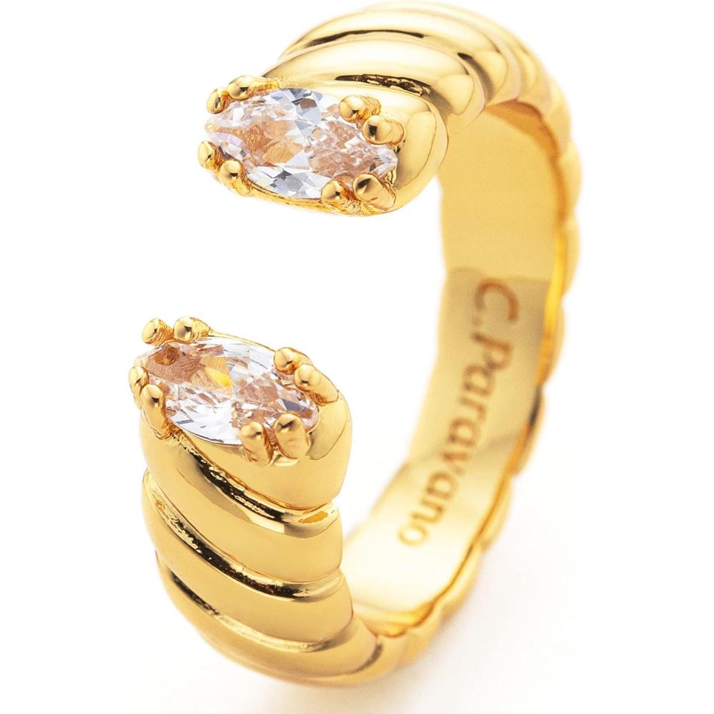 imageCParavano Rings for Women Womens Rings Gemstone Open Ring Gold Plated Rings Adjustable Open Rings Fashion Rings for Women Open Statement Rings for Women