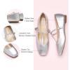 C.PARAVANO Mary Jane Shoes for Women | Womens Square Toe Flats | Silver Glossy Leather Mary Jane (Size 11,Silver_b)