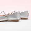 C.PARAVANO Mary Jane Shoes for Women | Womens Square Toe Flats | Silver Glossy Leather Mary Jane (Size 11,Silver_b)
