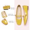 C.PARAVANO Mary Jane Shoes for Women Womens Square Toe Flats Mary Jane Flats Women’s Flat (Size 5,Yellow_d)