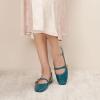 C.PARAVANO Mary Jane Shoes for Women Womens Square Toe Flats Mary Jane Flats Women’s Flat (Size 7,Peacockblue_d)