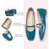 C.PARAVANO Mary Jane Shoes for Women Womens Square Toe Flats Mary Jane Flats Women’s Flat (Size 7,Peacockblue_d)