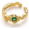 C.Paravano 18K Gold Adjustable Emerald Solitaire Ring – Yellow Gold, Vintage, Wedding, Engagement