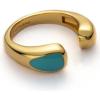 C.Paravano 18K Gold Adjustable Open-Frame Turquoise Oval Ring for Women – Yellow Gold – Cocktail Party – Jewelry