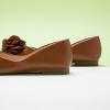 C.Paravano Ballet Flats for Women | Women’s Floral Flat Shoes | Square Toe Flats | Slip On Brown Dress Shoes for Wedding, Office Work, Casual (Size 5.5,Brown)