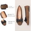 C.Paravano Genuine Leather Flats for Women | Ballet Flats | Round Toe Shoes | Dress Shoes for Women(Chestnut)