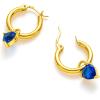 C.Paravano Heart Hoop Earrings for Women | Gold Huggies | Drop Earrings | Blue Crystal