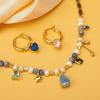 C.Paravano Heart Hoop Earrings for Women | Gold Huggies | Drop Earrings | Blue Crystal