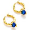 C.Paravano Heart Hoop Earrings for Women | Gold Huggies | Drop Earrings | Blue Crystal