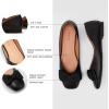 C.Paravano Women’s Flats | Genuine Leather | Women’s Ballet Flats | Square Toe Shoes | Leather Flats for Women(Black)