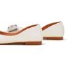 C.Paravano Women’s Flats | Genuine Leather | Women’s Ballet Flats | Square Toe Shoes | Leather Flats for Women(Ivory)
