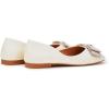 C.Paravano Women’s Flats | Genuine Leather | Women’s Ballet Flats | Square Toe Shoes | Leather Flats for Women(Ivory)