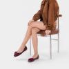 C.Paravano Women’s Flats | Genuine Leather | Women’s Ballet Flats | Square Toe Shoes | Leather Flats for Women(Wine)