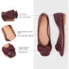 C.Paravano Women’s Flats | Genuine Leather | Women’s Ballet Flats | Square Toe Shoes | Leather Flats for Women(Wine)