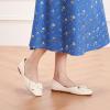 C.Paravano Women’s Flats with Metallic Bow | Casual Square Toe Ballet Flats | Comfortable Slip On White Flat Shoes | Women Dressy Shoes for Walking Wedding Work Office (Size 5.5,White)
