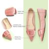 C.Paravano Women’s Pointed Toe Flats | Velvet Slip-On Ballet Flats | Comfortable Work & Daily Wear Shoes (Pink,Size 10)