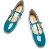 C.PARAVANO Mary Jane Shoes for Women | Womens Square Toe Flats | Blue Glossy Leather Mary Jane (Size 9,Blue_b)