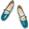 C.PARAVANO Mary Jane Shoes for Women Womens Square Toe Flats Mary Jane Flats Women’s Flat (Size 7,Peacockblue_d)