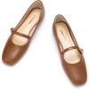 C.PARAVANO Mary Jane Shoes for Women Womens Square Toe Flats Mary Jane Flats Women’s Flat (Size 8,Brown_d)