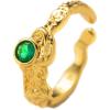 C.Paravano 18K Gold Adjustable Emerald Solitaire Ring – Yellow Gold, Vintage, Wedding, Engagement