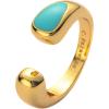 C.Paravano 18K Gold Adjustable Open-Frame Turquoise Oval Ring for Women – Yellow Gold – Cocktail Party – Jewelry