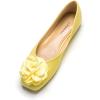 C.Paravano Ballet Flats for Women | Womens Square Toe Flats | Women’s Leather Shoes | Flower Flats (Size 5.5,Light Yellow)
