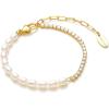 C.Paravano Bracelet for Women 18k Gold Plated Jewelry for Women Gold Plated Bracelets for Women Charm Bracelets Bracelets for Best Friends Adjustable Bracelets Boho Bracelets(F9-Pearl-Gold)